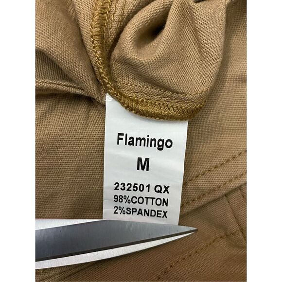 Flamingo Khaki Pants Wide Leg Crop Stretch Tan Women’s Sz M - Picture 6 of 9